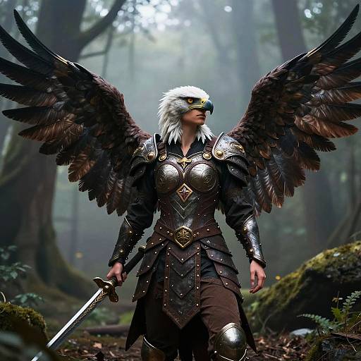 Eagle Warrior in Mystical Forest
