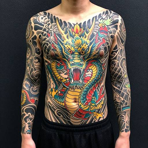 Vibrant Dragon Tattoo Photoshoot