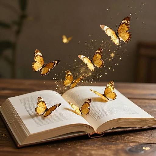 Magical Book with Golden Butterflies