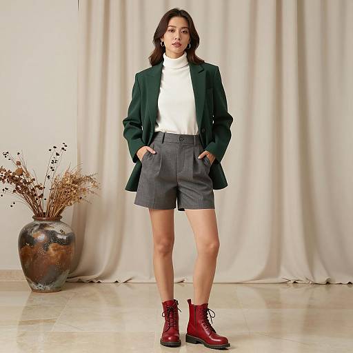 Asian Woman in Modern Smart Casual Outfit