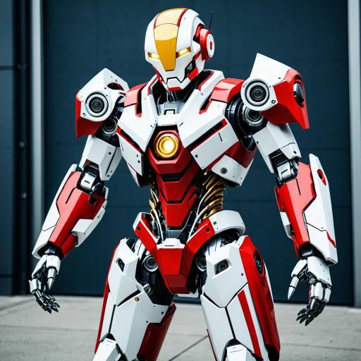 Futuristic Red and White Robot Cosplay