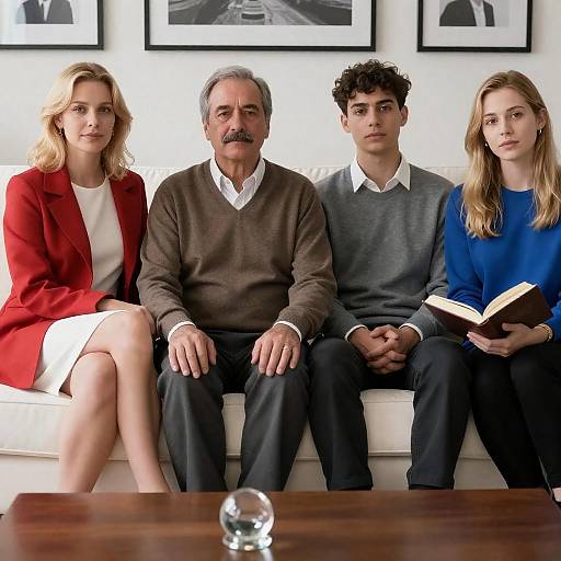 Casual Gathering on a White Couch