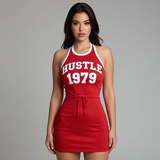 Photograph of a young woman with long black hair, wearing a red 