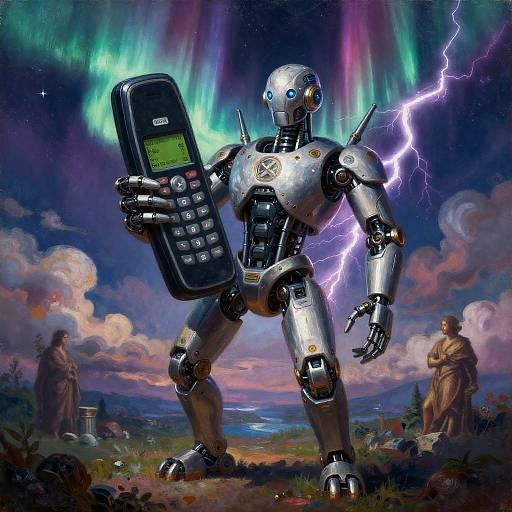 Bionic Titan Holding Giant Nokia Phone