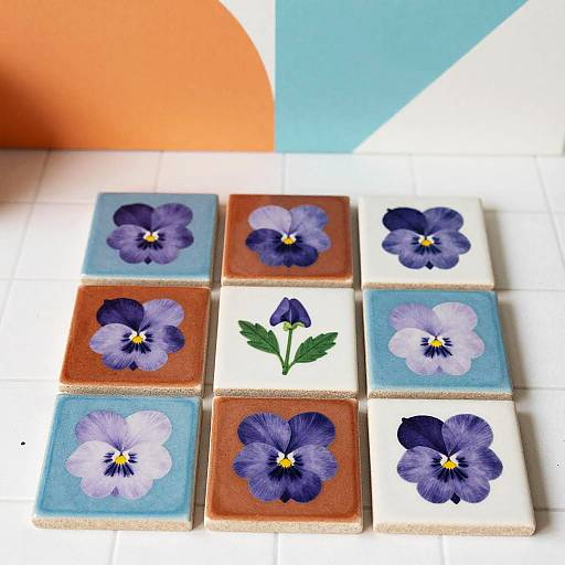 Vibrant Hand-Painted Ceramic Tiles Display