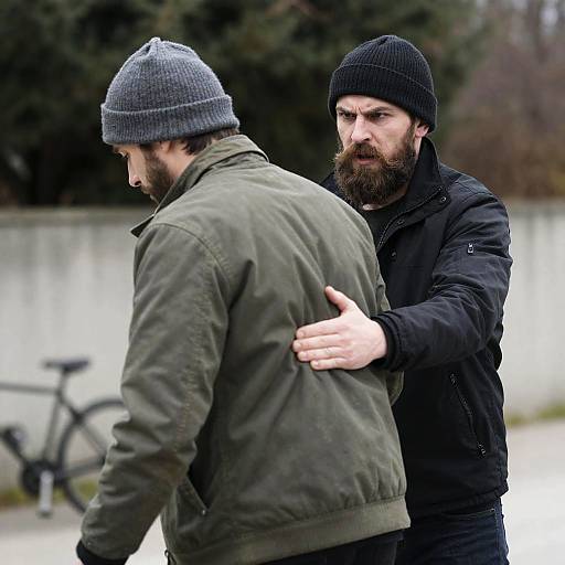 Intense Moment Between Two Men Outdoors