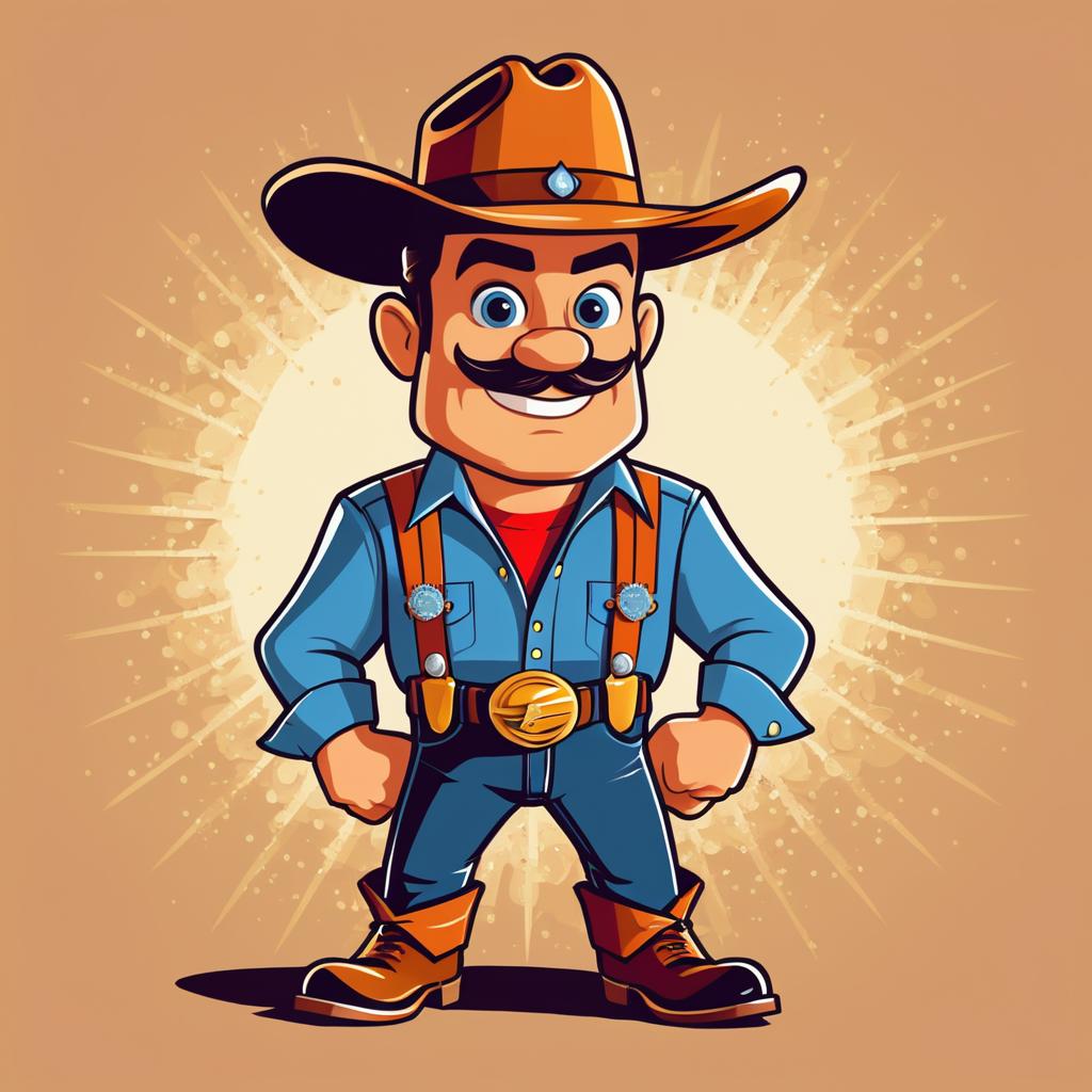 Vintage Western Cartoon T-Shirt Design