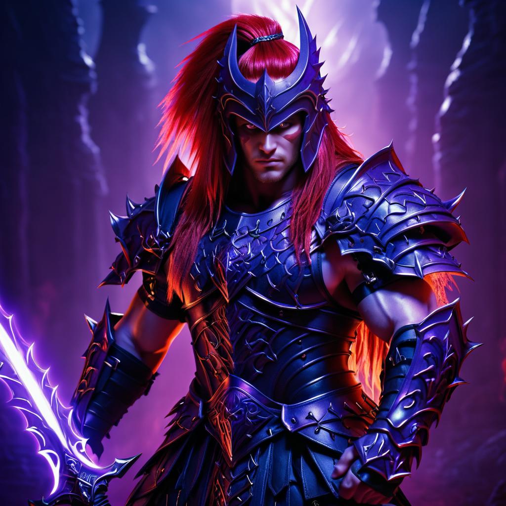 Fierce Demonic Warrior in Dark Armor