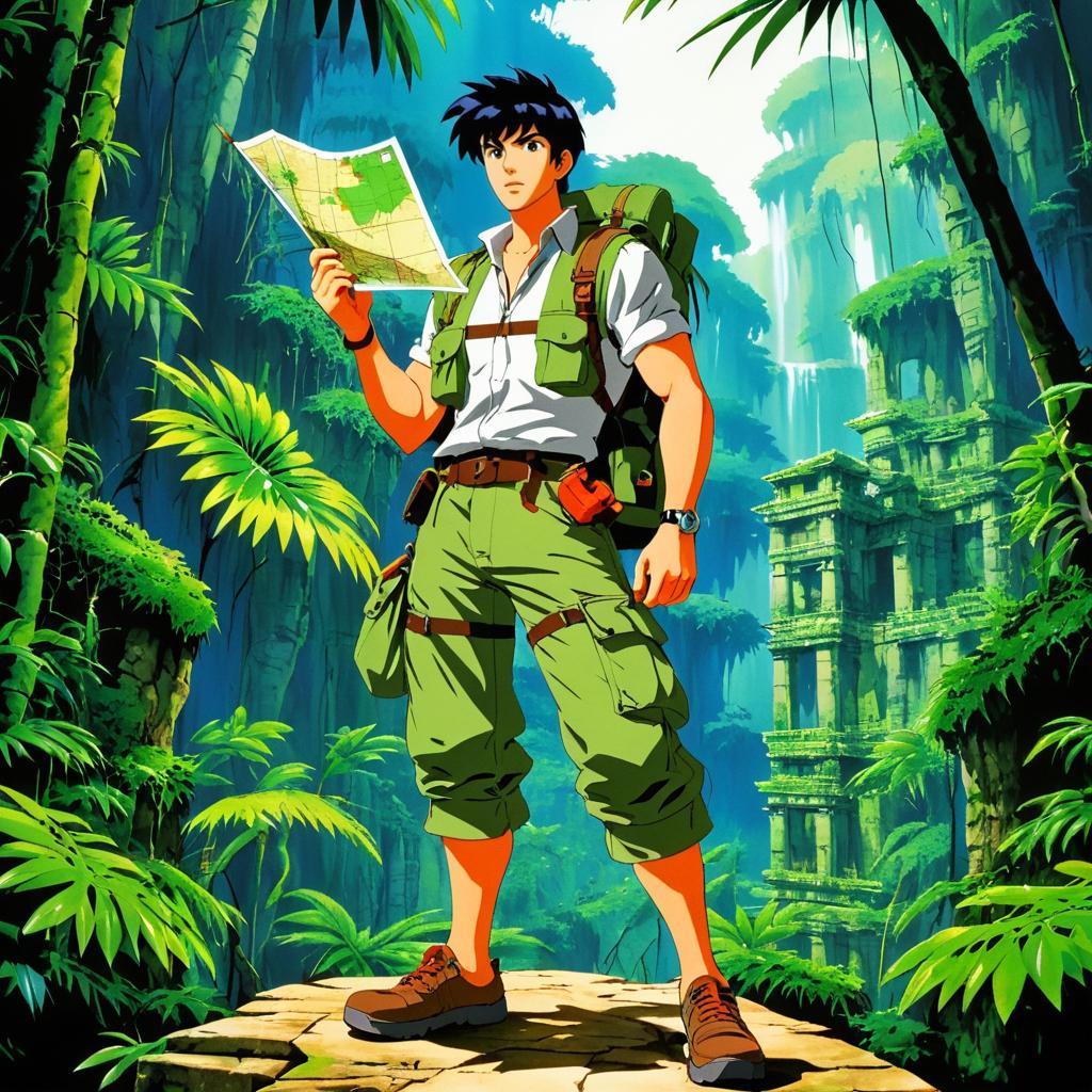 Jungle Explorer in Campy Anime Style