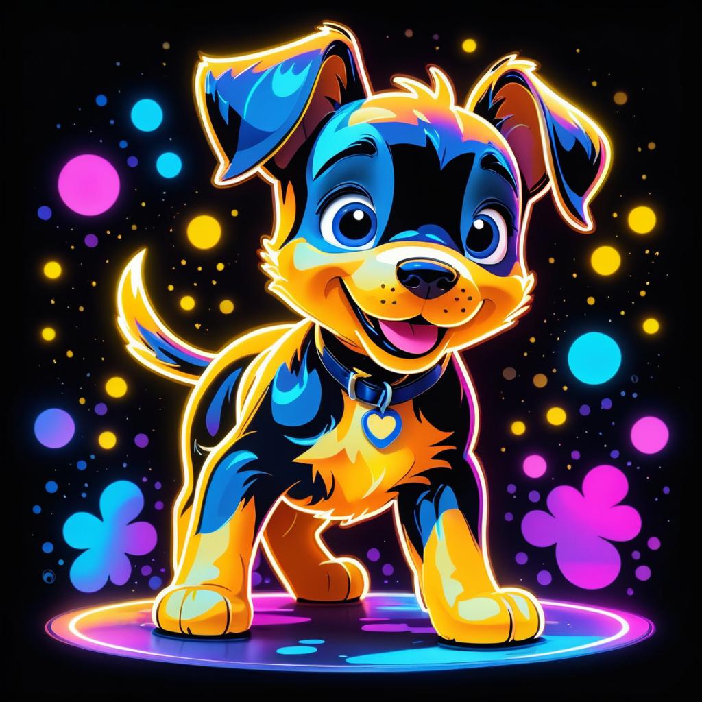 Vibrant Disney-Style Playful Puppy Design