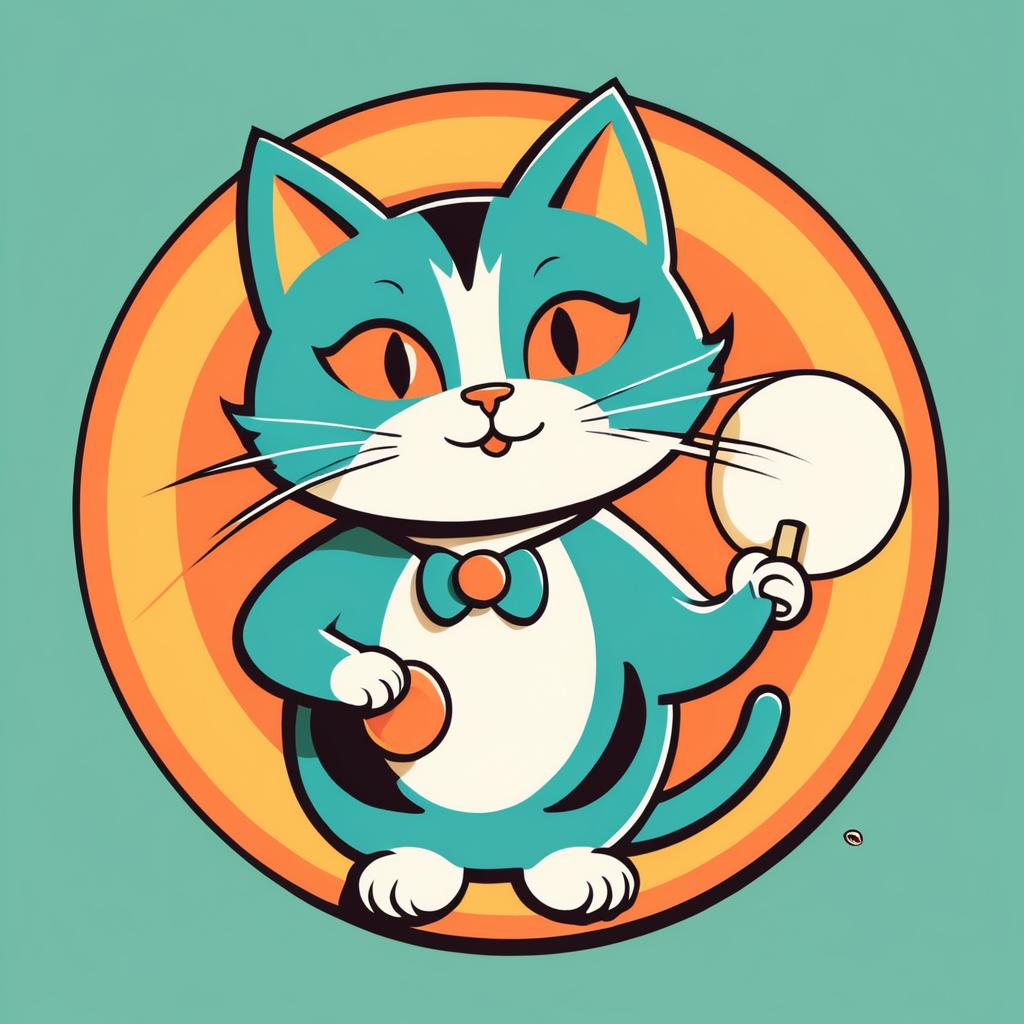 1950s Cartoon-Style Cat Logo Illustration