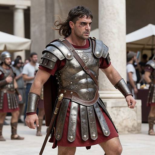Realistic Gladiator Action in Roman Market