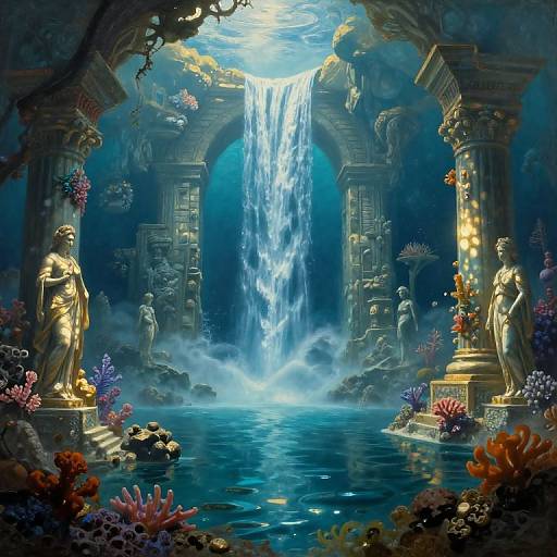 Underwater Forgotten City Oil Painting