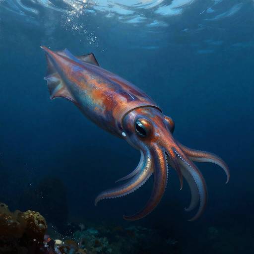 Majestic Bioluminescent Giant Squid