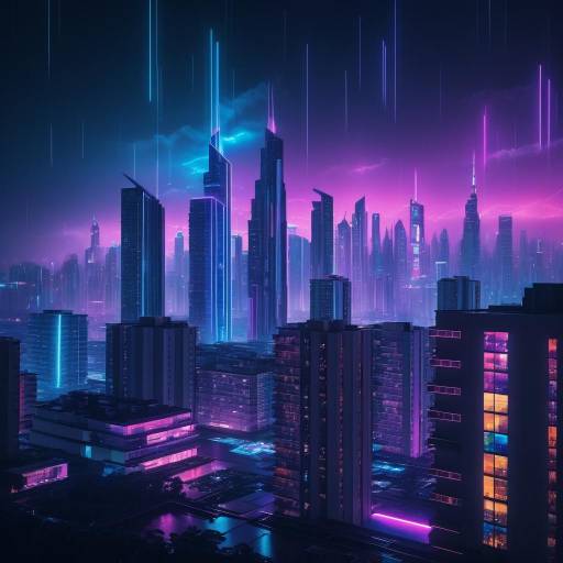 Futuristic Neon Cityscape at Night