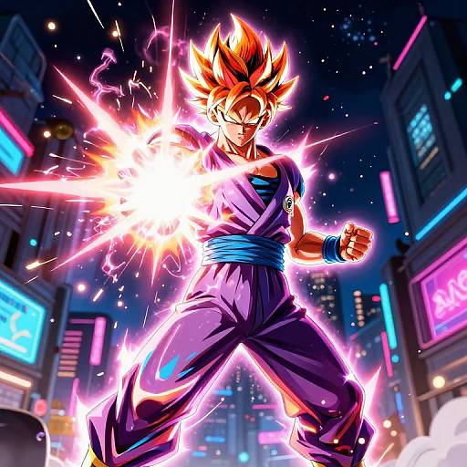 SSJ7 Energy Blast in Neon City