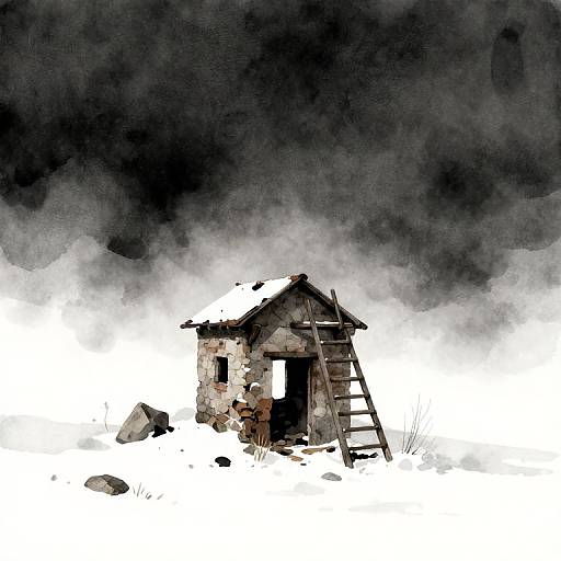 Snowy Mountain Mine in Watercolor