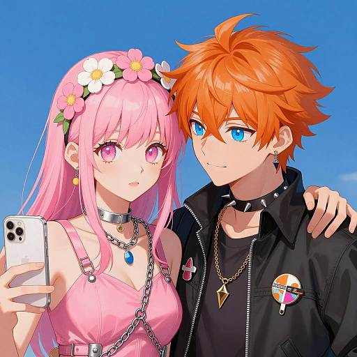 Anime Characters Taking a Selfie Together