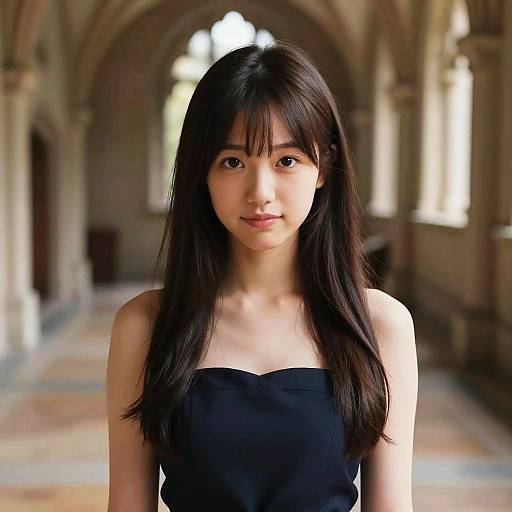 Kawaii Japanese Girl in Castle Hall