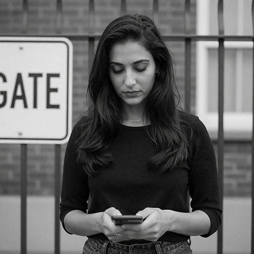 Mysterious Woman Behind a Metal Fence