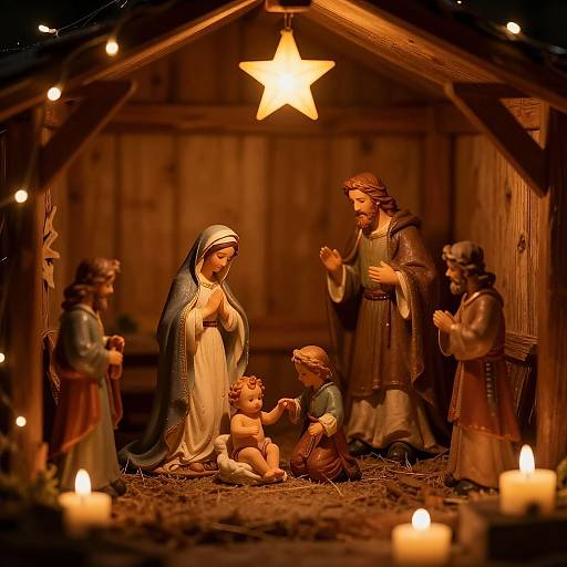 Traditional Nativity Scene Close-Up