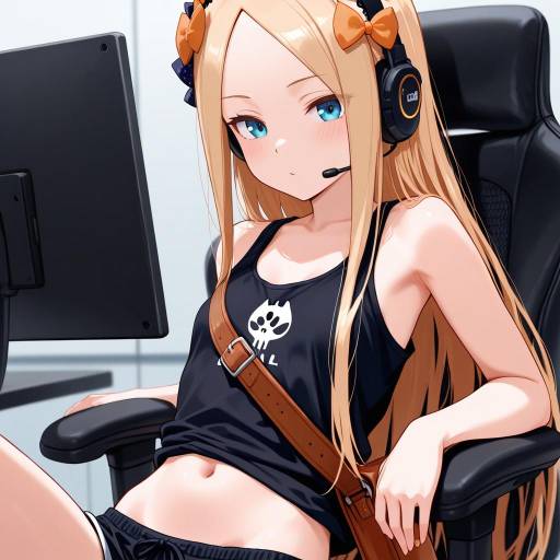 Blonde Girl in VR on Swivel Chair