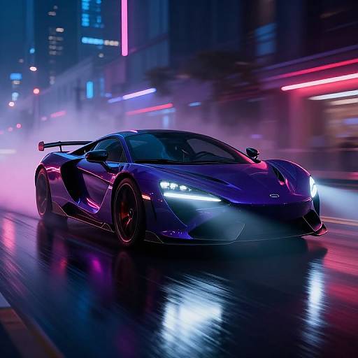 Neon City Night Sports Car