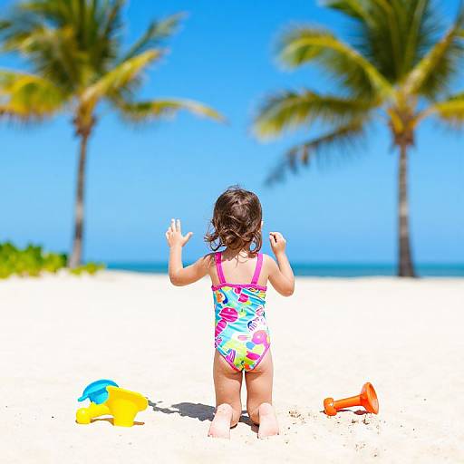 Child Playing at Tropical Beach