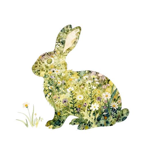 Serene Rabbit Silhouette Watercolor