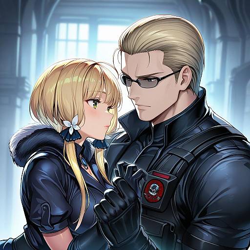 Illustration of Albert wesker, resident evil in the style of Ajishio