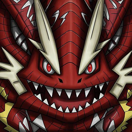 Illustration of Gyarados, pokemon in the style of Yamashichi (mtseven)