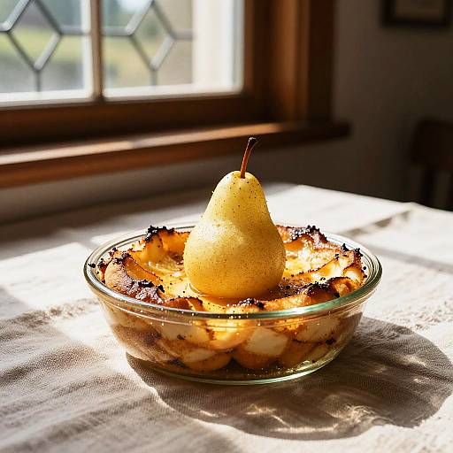 Sunlit Pear Clafoutis in Cozy Bakery