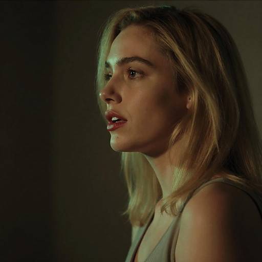 Portrait of a Blonde Woman in Low Light