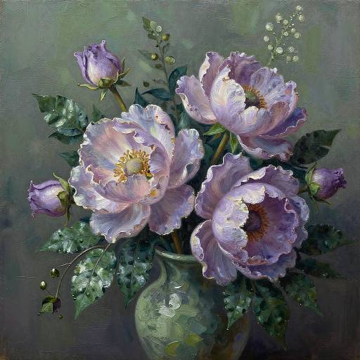 Vivid Lavender and Moss Green Floral