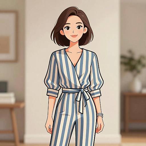 Smiling Woman in Casual Chic Jumpsuit