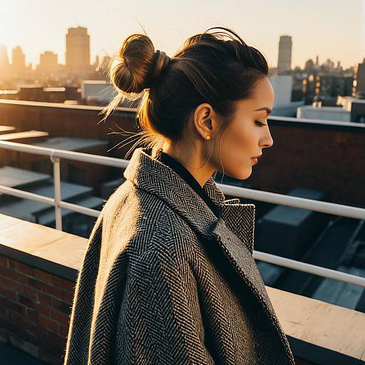 Chic Half Bun Hairstyle at Golden Hour