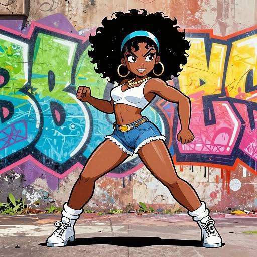 Ebony Bimbo Comic Action Pose
