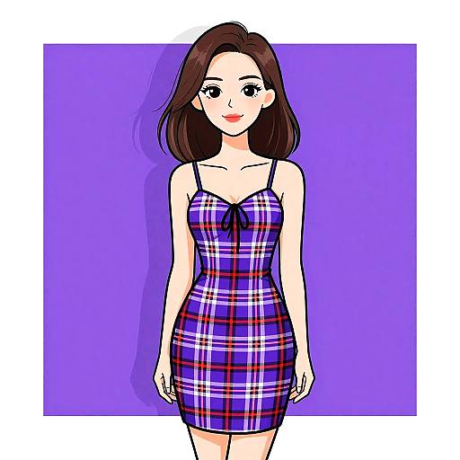 Woman in Plaid Slip Dress
