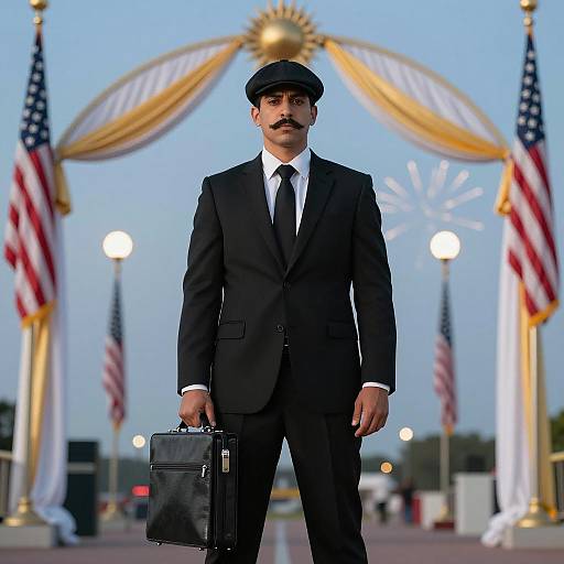 Dapper Man Under Festive Archway