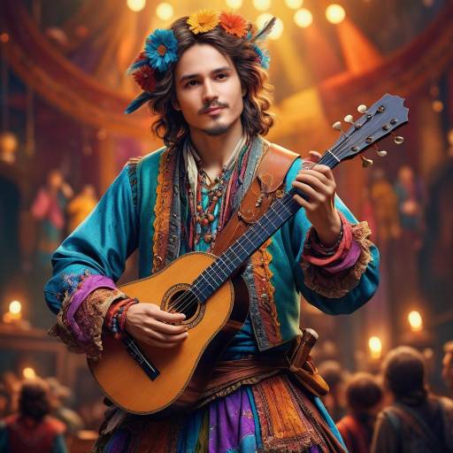 Vibrant Young Bard on Concert Stage Vibrant Young Bard on Concert Stage