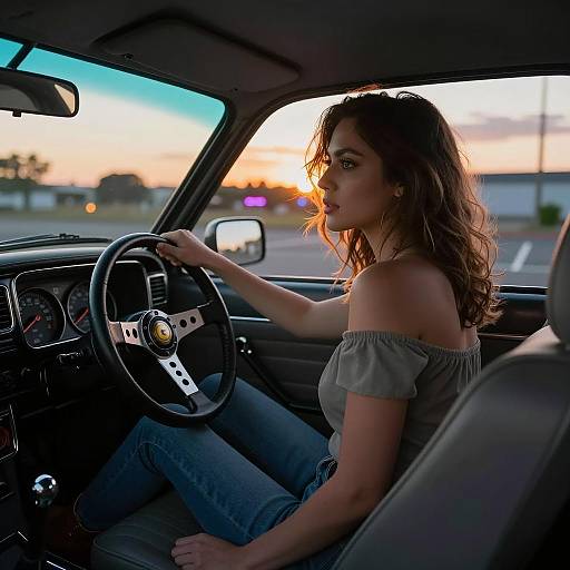 Cinematic Profile of a Stylish Woman in Car