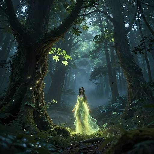 Glowing Forest Spirit in Twilight