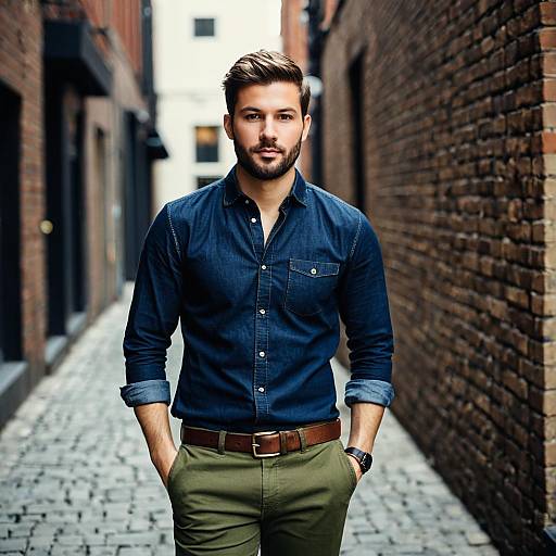 Confident Young Man in Urban Alley