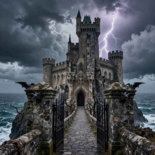 Alucard's Castle on Stormy Cliff