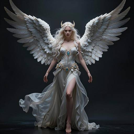Ethereal Female Figure with Majestic Wings