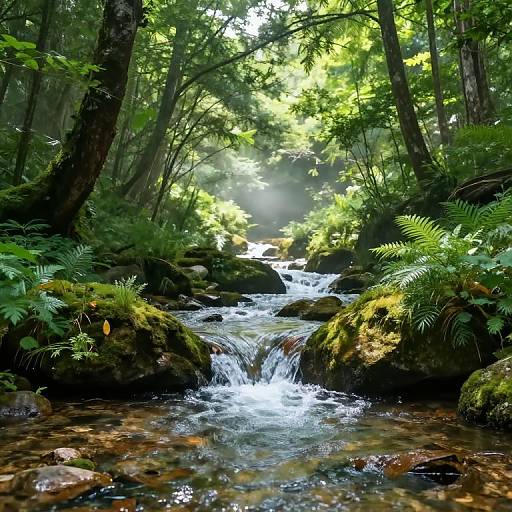 Crystal-Clear Mountain Stream Serenity