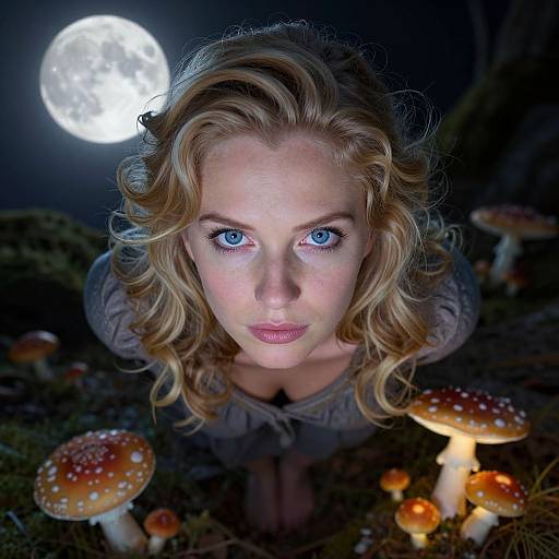 Moonlit Portrait of Mystical European Woman