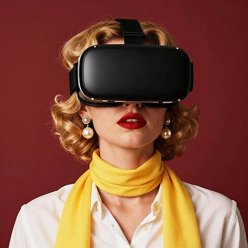 Retro Futuristic Woman in VR Headset