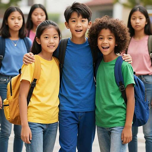 Group of Diverse Schoolchildren with Backpacks