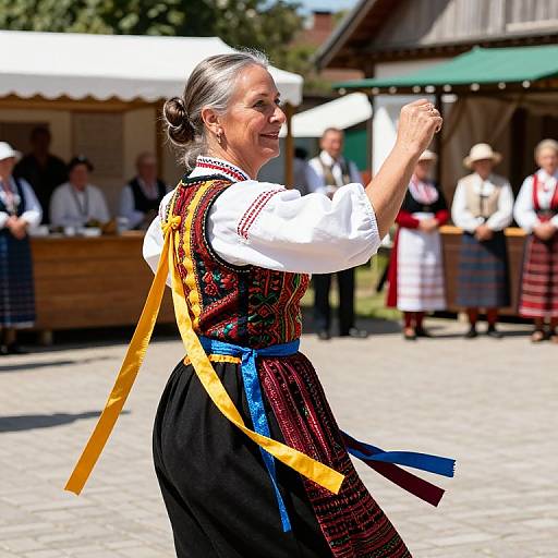 Polish Folk Dancer in Village Market